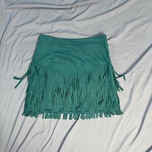 Sincerely Jules small turquoise Teal Fringe Skirt nwt new